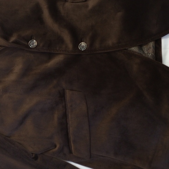 Tasso Elba Mens Sports Jacket Sz L Brown Faux Suede 2 Button Suit Coat Fall Soft - Picture 4 of 12